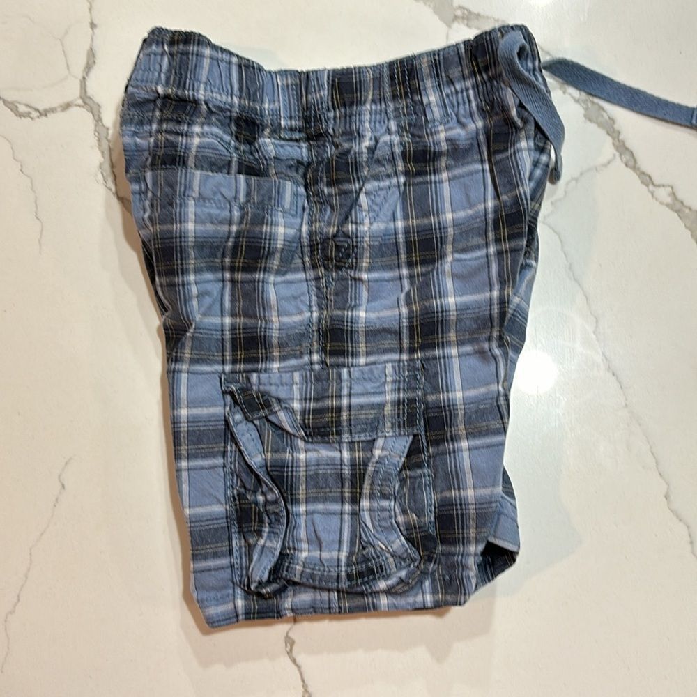 Gymboree | Infant Baby Boys Cargo Blue Navy White Plaid Casual Shorts 18-24M - Picture 8 of 16